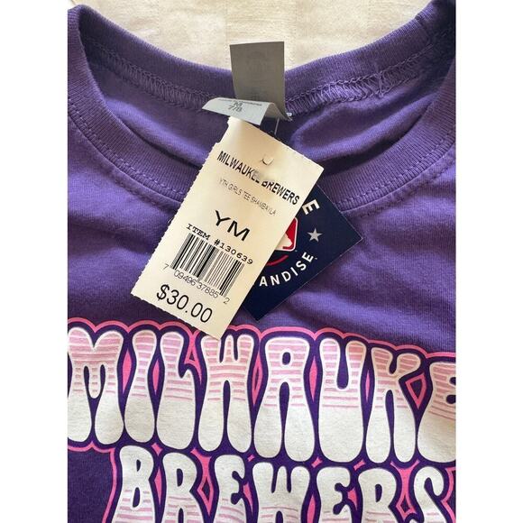 NWT Milwaukee Brewers Baseball Shortsleeve T-Shirt MLB Size Youth Medium - Picture 2 of 2